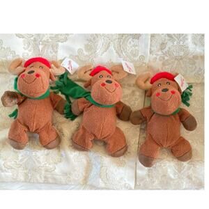 Mrs Fields Gingerbread Reindeer Plush Set of 3 Christmas Holiday Decor VintageVT